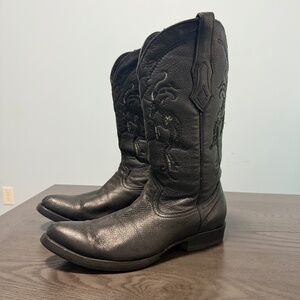 Cuadra Mens Deer Leather Western Cowboy‎ Boots Size 12 Black
